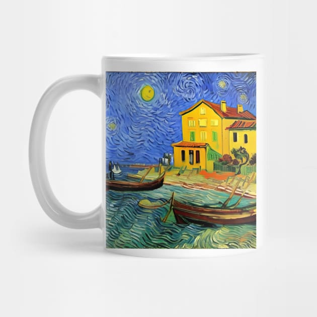 Italy Seaside in Van Gogh Style by Crestern